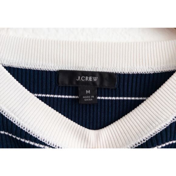 J. Crew Navy and White Stripe Stretchy Pullover Top Size Medium - Picture 4 of 5